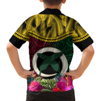 Vanuatu 44th Anniversary Independence Day Family Matching Off Shoulder Short Dress and Hawaiian Shirt Boars Tusk and Namele Plant LT03 - Polynesian Pride
