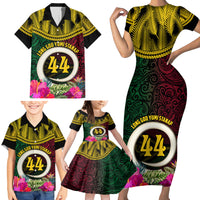 Vanuatu 44th Anniversary Independence Day Family Matching Short Sleeve Bodycon Dress and Hawaiian Shirt Boars Tusk and Namele Plant LT03 - Polynesian Pride