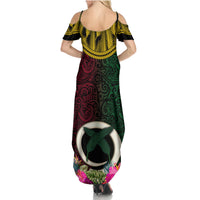 Vanuatu 44th Anniversary Independence Day Family Matching Summer Maxi Dress and Hawaiian Shirt Boars Tusk and Namele Plant LT03 - Polynesian Pride