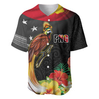 Papua New Guinea Independence Day Baseball Jersey PNG Flag and Bird-of-Paradise LT03 Black - Polynesian Pride