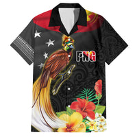 Papua New Guinea Independence Day Family Matching Puletasi and Hawaiian Shirt PNG Flag and Bird-of-Paradise LT03 Dad's Shirt - Short Sleeve Black - Polynesian Pride