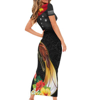 Papua New Guinea Independence Day Family Matching Short Sleeve Bodycon Dress and Hawaiian Shirt PNG Flag and Bird-of-Paradise LT03 - Polynesian Pride
