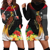 Papua New Guinea Independence Day Hoodie Dress PNG Flag and Bird-of-Paradise LT03 - Polynesian Pride