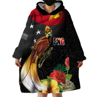 Papua New Guinea Independence Day Wearable Blanket Hoodie PNG Flag and Bird-of-Paradise LT03 - Polynesian Pride