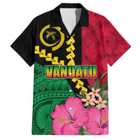 Vanuatu Flag Hibiscus Polynesian Pattern Family Matching Long Sleeve Bodycon Dress and Hawaiian Shirt LT03 Dad's Shirt - Short Sleeve Black - Polynesian Pride