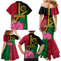 Vanuatu Flag Hibiscus Polynesian Pattern Family Matching Mermaid Dress and Hawaiian Shirt LT03 - Polynesian Pride