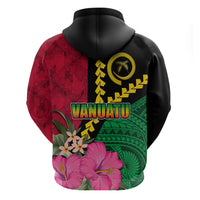 Vanuatu Flag Hibiscus Polynesian Pattern Hoodie