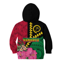 Vanuatu Flag Hibiscus Polynesian Pattern Kid Hoodie