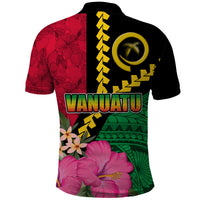 Vanuatu Flag Hibiscus Polynesian Pattern Polo Shirt