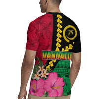 Vanuatu Flag Hibiscus Polynesian Pattern Rugby Jersey