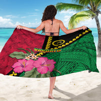 Vanuatu Flag Hibiscus Polynesian Pattern Sarong LT03 - Polynesian Pride
