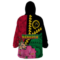 Vanuatu Flag Hibiscus Polynesian Pattern Wearable Blanket Hoodie LT03 - Polynesian Pride