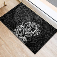 Hawaii Monk Seal and Dolphin Rubber Doormat Polynesian Kakau Pattern Black White Color