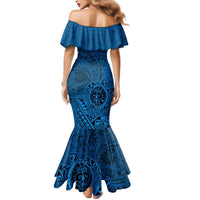 Hawaii Monk Seal and Dolphin Mermaid Dress Polynesian Kakau Pattern Blue LT03 - Polynesian Pride