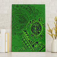 Hawaii Monk Seal and Dolphin Canvas Wall Art Polynesian Kakau Pattern Green