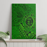 Hawaii Monk Seal and Dolphin Canvas Wall Art Polynesian Kakau Pattern Green