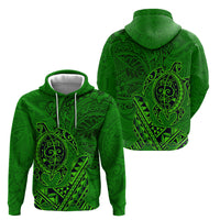 Hawaii Monk Seal and Dolphin Zip Hoodie Polynesian Kakau Pattern Green