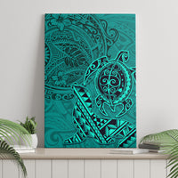 Hawaii Monk Seal and Dolphin Canvas Wall Art Polynesian Kakau Pattern Turquoise