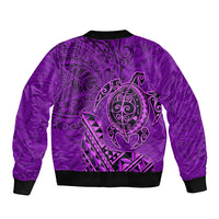 Hawaii Monk Seal and Dolphin Bomber Jacket Polynesian Kakau Pattern Purple