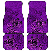 Hawaii Monk Seal and Dolphin Car Mats Polynesian Kakau Pattern Purple