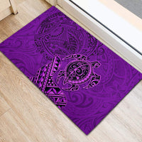 Hawaii Monk Seal and Dolphin Rubber Doormat Polynesian Kakau Pattern Purple