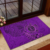 Hawaii Monk Seal and Dolphin Rubber Doormat Polynesian Kakau Pattern Purple