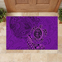 Hawaii Monk Seal and Dolphin Rubber Doormat Polynesian Kakau Pattern Purple