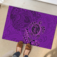 Hawaii Monk Seal and Dolphin Rubber Doormat Polynesian Kakau Pattern Purple