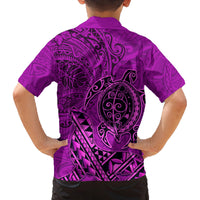 Hawaii Monk Seal and Dolphin Family Matching Long Sleeve Bodycon Dress and Hawaiian Shirt Polynesian Kakau Pattern Pink