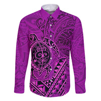 Hawaii Monk Seal and Dolphin Family Matching Off Shoulder Maxi Dress and Hawaiian Shirt Polynesian Kakau Pattern Pink