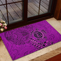 Hawaii Monk Seal and Dolphin Rubber Doormat Polynesian Kakau Pattern Pink