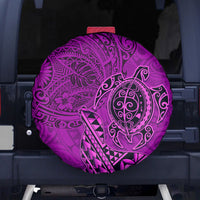 Hawaii Monk Seal and Dolphin Spare Tire Cover Polynesian Kakau Pattern Pink