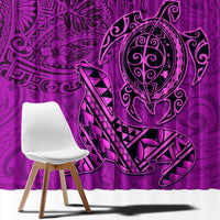 Hawaii Monk Seal and Dolphin Window Curtain Polynesian Kakau Pattern Pink