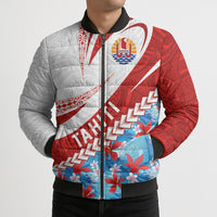 Personalized Tahiti Surfing 2026 Bomber Puffer Jacket Marquesan Tattoo-Sporty Style LT03 - Polynesian Pride