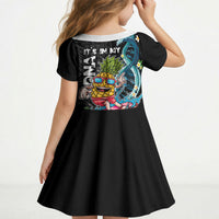 Hawaii Pineapple Surfing Kid Short Sleeve Dress It's in My DNA - Kakau and Polynesian Pattern LT03 - Polynesian Pride