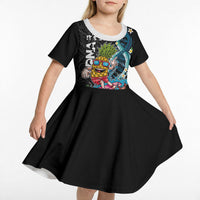 Hawaii Pineapple Surfing Kid Short Sleeve Dress It's in My DNA - Kakau and Polynesian Pattern LT03 - Polynesian Pride