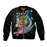 Hawaii Pineapple Surfing Sleeve Zip Bomber Jacket It's in My DNA - Kakau and Polynesian Pattern LT03 Unisex Black - Polynesian Pride