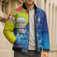 Palau Bomber Puffer Jacket Jellyfish with Coral Reefs Ocean Vibe and Tapa Pattern LT03 - Polynesian Pride