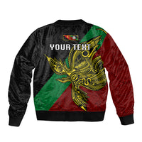 Custom Papua New Guinea East New Britain Province Sleeve Zip Bomber Jacket PNG Birds Of Paradise Polynesian Arty Style LT03 - Polynesian Pride