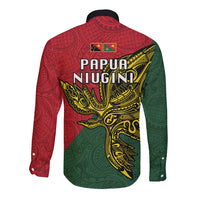 Papua New Guinea East Sepik Province Long Sleeve Button Shirt PNG Birds Of Paradise Polynesian Arty Style LT03 - Polynesian Pride