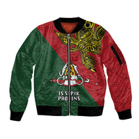 Custom Papua New Guinea East Sepik Province Sleeve Zip Bomber Jacket PNG Birds Of Paradise Polynesian Arty Style LT03 Unisex Green - Polynesian Pride