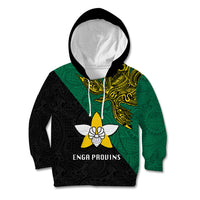 Papua New Guinea Enga Province Kid Hoodie PNG Birds Of Paradise Polynesian Arty Style LT03 Hoodie Green - Polynesian Pride