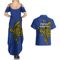 Papua New Guinea Gulf Province Couples Matching Summer Maxi Dress and Hawaiian Shirt PNG Birds Of Paradise Polynesian Arty Style LT03 - Polynesian Pride