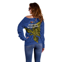Papua New Guinea Gulf Province Off Shoulder Sweater PNG Birds Of Paradise Polynesian Arty Style LT03 - Polynesian Pride