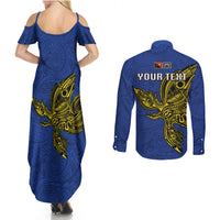 Custom Papua New Guinea Gulf Province Couples Matching Summer Maxi Dress and Long Sleeve Button Shirts PNG Birds Of Paradise Polynesian Arty Style LT03 - Polynesian Pride