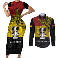 Custom Papua New Guinea Madang Province Couples Matching Short Sleeve Bodycon Dress and Long Sleeve Button Shirts PNG Birds Of Paradise Polynesian Arty Style LT03 Yellow - Polynesian Pride