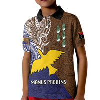 Papua New Guinea Manus Province Kid Polo Shirt PNG Birds Of Paradise Polynesian Arty Style LT03 Kid Brown - Polynesian Pride