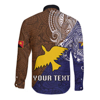 Custom Papua New Guinea Manus Province Long Sleeve Button Shirt PNG Birds Of Paradise Polynesian Arty Style LT03 - Polynesian Pride