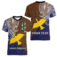 Custom Papua New Guinea Manus Province Women V Neck T Shirt PNG Birds Of Paradise Polynesian Arty Style LT03 - Polynesian Pride