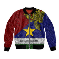 Papua New Guinea Milne Bay Province Bomber Jacket PNG Birds Of Paradise Polynesian Arty Style LT03 Unisex Blue - Polynesian Pride